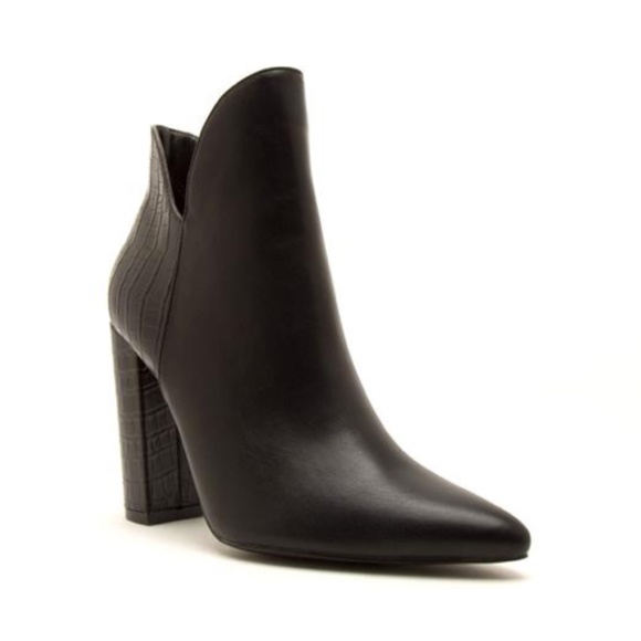 Black Ankle Booties with Embossed Detailing - Picture 4 of 5